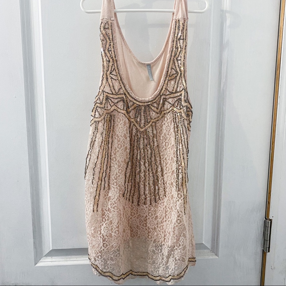 Women’s lace and beaded tank top